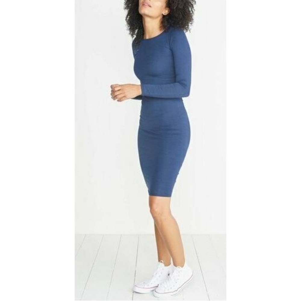 MARINE LAYER Lexi Longsleeve Midi Dress in Blue - Picture 7 of 7